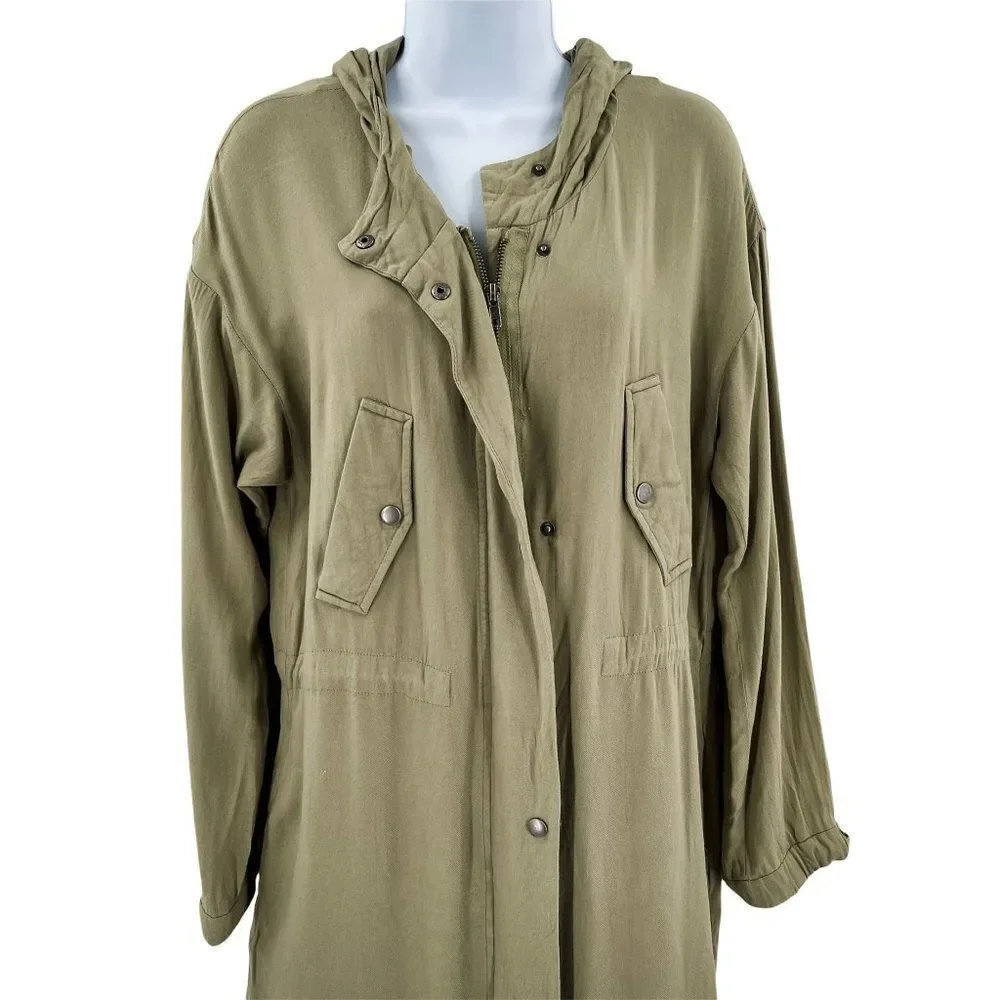Forever 21 Long Sleeve Lightweight Zip Button Up Hooded Shacket Jacket - Picture 4 of 9